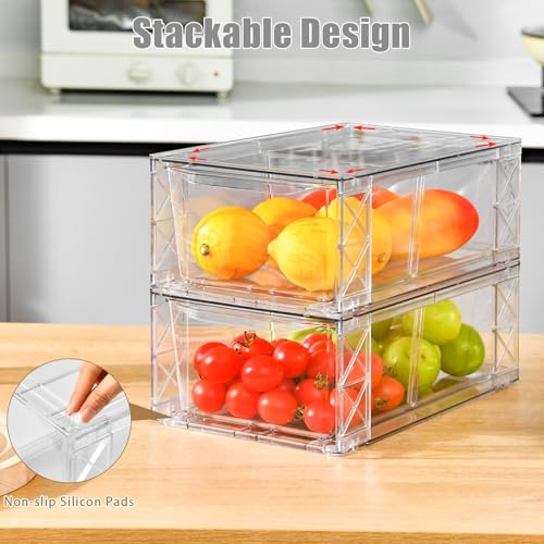 Clemate 6Pack Pantry Organizers and Storage,Clear Stackable Kitchen Storage Organizer,Foods Organizer Bins with Handles, - Additional View