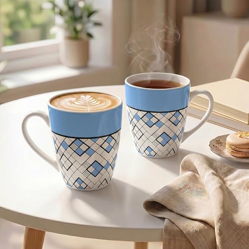 Image of UPC Premium Bone China Coffee Mug Set of 2 | Elegant Ceramic Tea & Coffee Cups for Home, Office & Cafe | Lightweight, Durable, Microwave & Dishwasher Safe Mug Set | Luxury Drinkware Collection