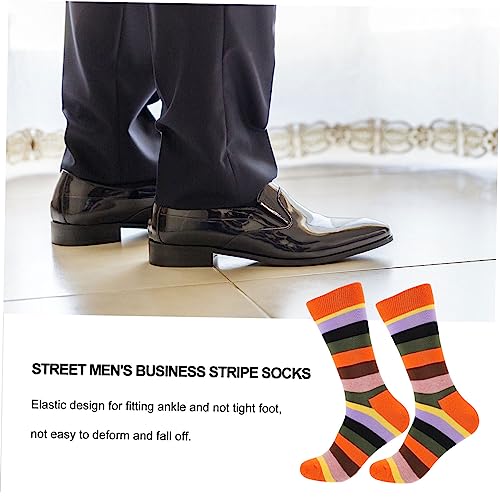 SOIMISS 1 Paar Herensokken Heren Gestreepte Sokken Warme Sokken Voor Mannen Sokken Voor Meisjes Regenboog Kniekousen Winter Crew Sokken Middelste Buissokken Mannelijke Winter Middenkous - Afbeelding 4