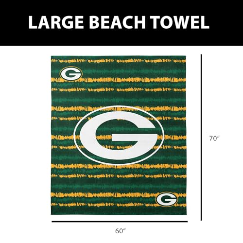 Image of Northwest NFL Green Bay Packers Oversized Microfiber Beach Towel, 60 x 70 Inches - Quick Dry, Sand Resistant, Lightweight, Highly Absorbent, Shibori Design