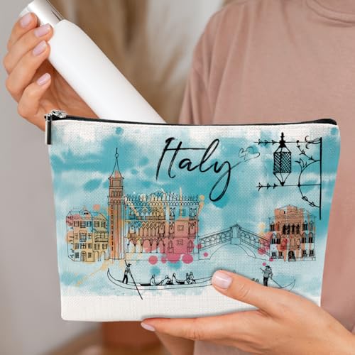 Italy Travel Gift Cosmetic Bag Italy Lovers Gift Italy Souvenir Watercolor Makeup Bag Girls Trip Gifts Favors Italy City Themed Gifts for Traveller Bestie Birthday Christmas Bachelorette Party Favors3