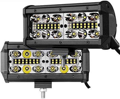 Moso LED 7 inch LED Light Bar, Quad Row LED Pods Spot Flood Combo Light Waterproof LED Fog Light Driving Light Bar Work Light for Truck Off Road ATV UTV SUV