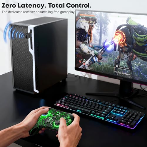 Image of AXYBCOOL Wireless PC Controller with Stand, PC Gaming Controller with Linear Triggers /Vibration /Turbo - No Dead Zone - Bluetooth Controller for PC /Switch /Switch 2 /iOS /Android