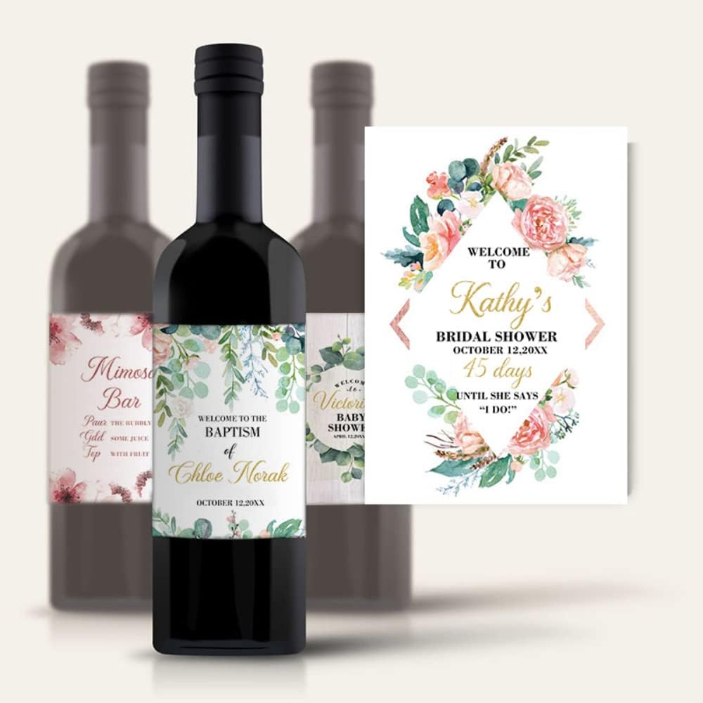 jifu Personalized Stickers Labels for Mini Bottles of Wine 50 Birthday Customized Wedding Stickers Labels for Wine Bottles Custom Wine Bottle Labels Stickers Personalized (D,20PCS)