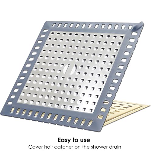 Seatery 2Pcs Shower Drain Hair Catcher/Strainer/Cover/Filter/Trap, Bathroom Floor Drain, Stainless Steel And Silicone Drain Shield, Square #TOP3