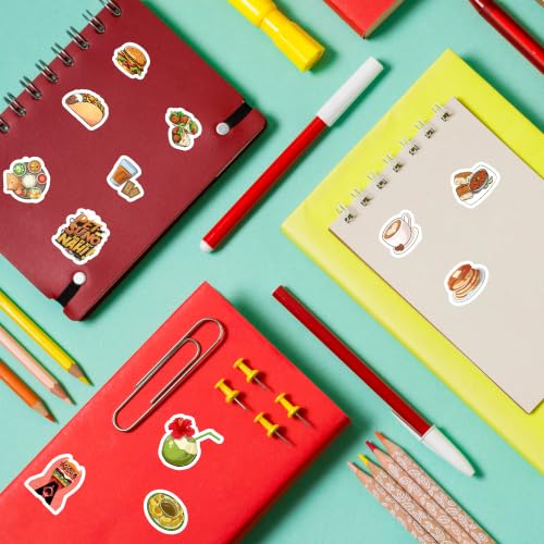 Image of Food Sticker Pack of 50 | Premium Waterproof Vinyl Stickers for Laptop, Water Bottle, Phone, Helmet, Notebook, Scrapbook, Bike, Car & Luggage | Indian Street Food, Fast Food Sticker Decal