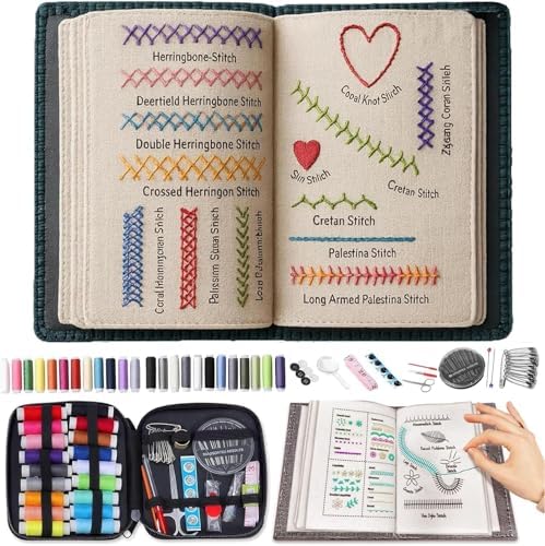 2026 New Embroidery Stitch Book Kit, DIY Embroidery Book Kit, Stitch Books Sewing Kit, Comes with a Complete Toolkit, Embroidery Books for Beginners & Enthusiasts