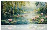 Claude Monet Water Lilies Floral Canvas Prints Wall Art Monet Style Famous Oil Paintings Flowers Decor Classic Impressionist Art Prints, Claude Monet Artwork for Living Room Bedroom Kitchen Home Office Decorations 20x40 Inches