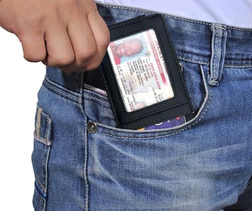 Front Pocket Wallets for Men with Magnet Money Clip RFID Blocking Leather Minimalist Slim Wallet Credit Card Holder (Small Black) 6