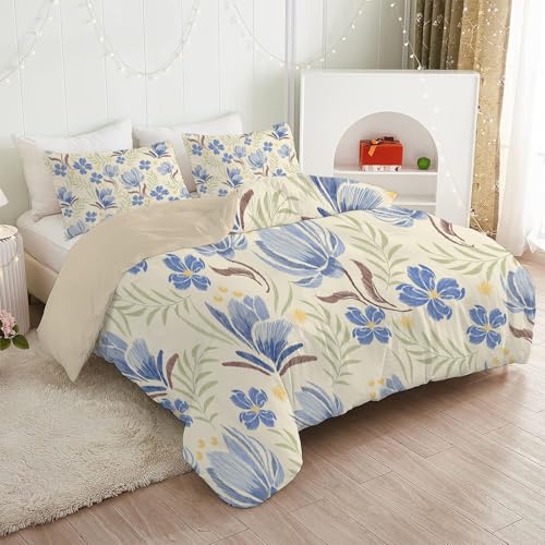 Housse couette abstrait floral pour un lit double sans repassage - 4