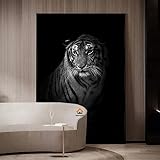 LIMAIDUO Lienzo decorativo de pared con animales de safari modernos: león, tigre y leopardo en blanco y negro para la decoración del salón (20x30cm/Marco interno)