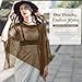 Cuffbow 1 Pcs Women Mesh Sheer Swimsuit Cover-up Side Slit Sheer Poncho Shrug Short Sleeve Beach Skirt Wear Bikini for Swim (Khaki)