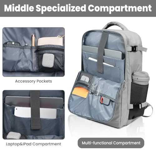 35L Travel Backpack | 180° All-Open Design | Multi-Pockets | Airline Approved Carry on |15.6 inch Laptop Compartment |USB Port |Perfect for Travel Business College Bookbags |Men Women Dark Grey4
