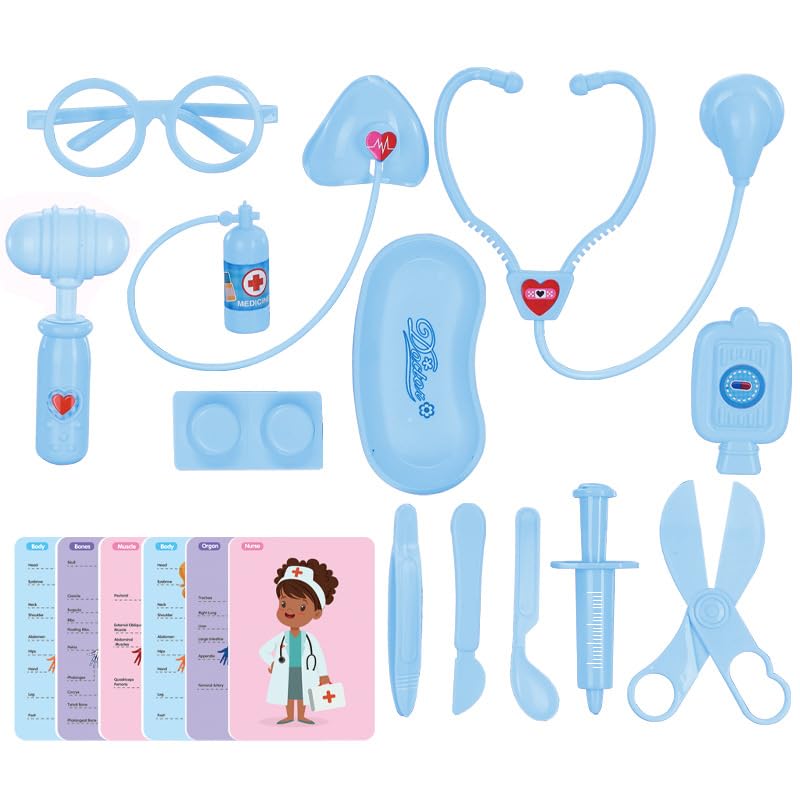 Kid Doctor Set Doctor Kit for Kids Age 6-12 Boys Girls Pretend Role Play Doctor Kit Toys Gifts for 7 8 9 10 11 Year Old Boys Doctors Set for Kids Birthday Present Age 3+ (BLUE)