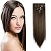 Onedor 24" Straight Synthetic Clip in Hair Extensions. 7 individual pieces for multiple styles.140g (8#-medium Ash Brown)