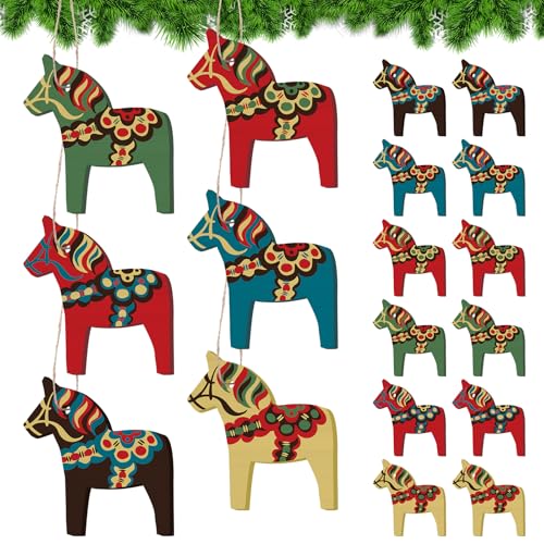 Vercraft 12 Stück schwedische Dala-Pferd-Weihnachtsschmuck aus Holz, Dala-Pferd, hängende Anhänger, dekorative Dalekarlian-Pferd-Figur, Weihnachtsdekoration für Zuhause, Weihnachtsbaum, Party, Vercraft 12 Stück schwedische Dala-Pferd-Weihnachtsschmuck aus Holz, Dala-Pferd, hängende Anhänger, dekorative Dalekarlian-Pferd-Figur, Weihnachtsdekoration für Zuhause, Weihnachtsbaum, Party,