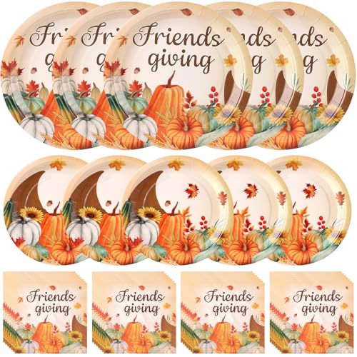 Friendsgiving Plates and Napkins Sets for 50 Guests
