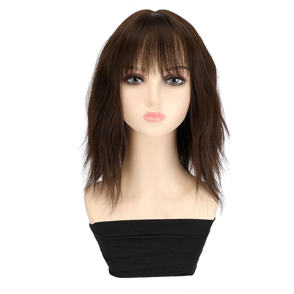 Perruque femme cheveux courts bouclés naturels avec couverture complète en laine