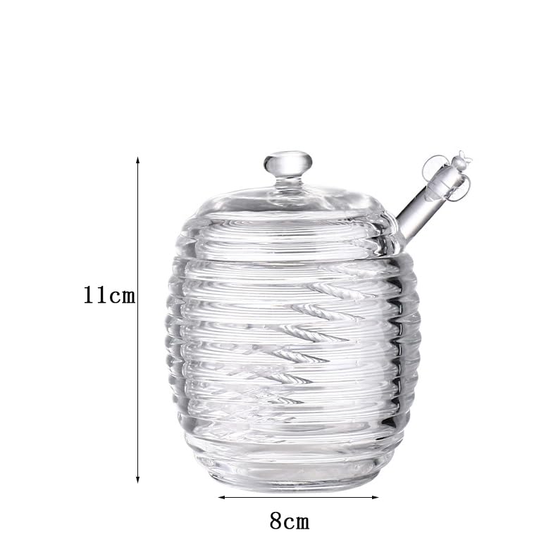 Glass Honey Pot,Bexikou 10oz Honey Jar With Dipper And Lid, Honey
