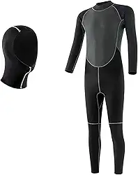 HGYJ Roupa de mergulho masculina de neoprene de 3,0 mm + capuz de mergulho de neoprene de 2,0 mm, roupa de mergulho de uma peça, para mergulho com snorkel, pesca submarina, surfe