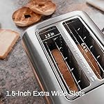 Toaster 2 Slice, Extra Wide Slot Toaster for Bagels, Bread, Waffles, 7 Shade Settings, 4 Main Functions, Removable Crumb Tray, 900 Watts Toasters, Brushed Stainless Steel - Image 5