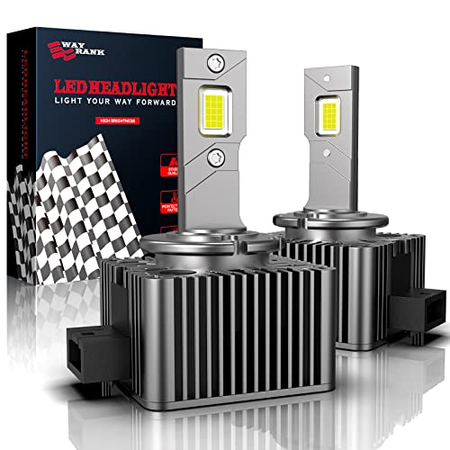WAYRANK D1S D1R D1C LED Headlight Bulb 12000LM 70W 6000K Bright White Xenon HID Replacement Conversion Kit Plug and Play to Original HID Ballat, Pack of 2