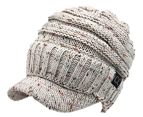 Image of C.C Trendy Warm Oversized Chunky Soft Oversized Ribbed Slouchy Knit Hat with Visor Brim