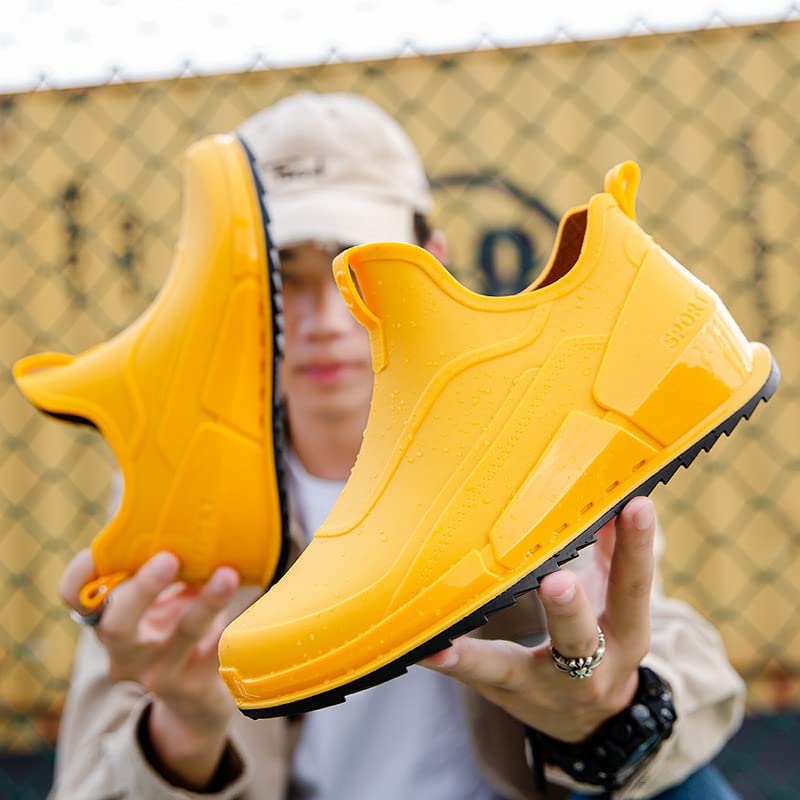 CHUUMEE Men's Fashion Work Boots Short Rain Boots Ankle Height Rubber Garden Boots Insulated Waterproof Rain Shoes4