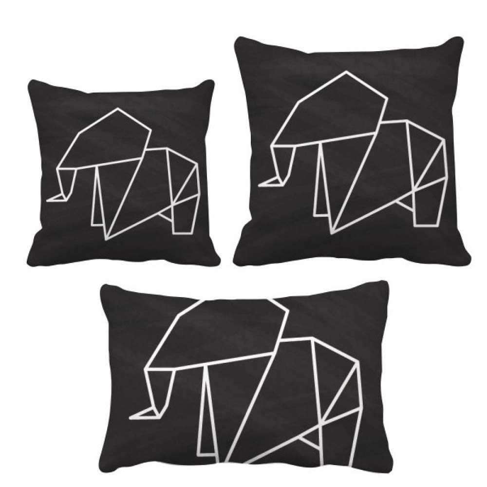 Housse de coussin éléphant géométrique origami 40x40 cm en coton pour canapé salon