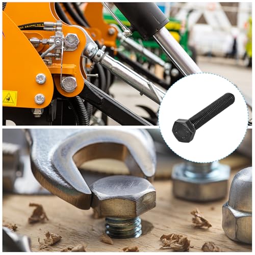 Image of METALLIXITY Hex Bolts (M10-1.5x60mm) 8Pcs, 12.9 Grade Carbon Steel Fully Threaded Black Oxide, Coarse Thread UNC Hex Head Screw Bolt - for Mechanical Repair