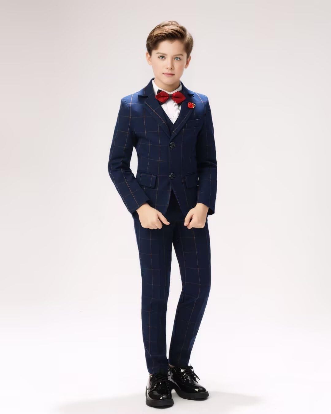 Boys Suit for Kids Tuxedo Suits 5-Piece Wedding Dress Set with Shirt Vest Jacket Pants and Bowtie