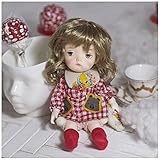  Lllunimon Jolie Perruque De Poupée Bouclée Courte Marron Thé avec Frange pour Poupée 1/4 SD BJD MSD DOD Pullip Dollfie, Accessoires De Poupée Faux Mohair