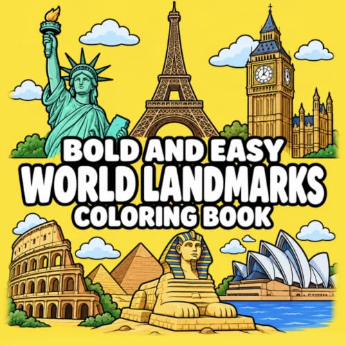 Bold and Easy World Landmarks Coloring Book: Famous Places, Iconic Buildings and World Wonders for Easy Travel-Inspired Coloring Fun (Bold & Easy Coloring Books) image 2