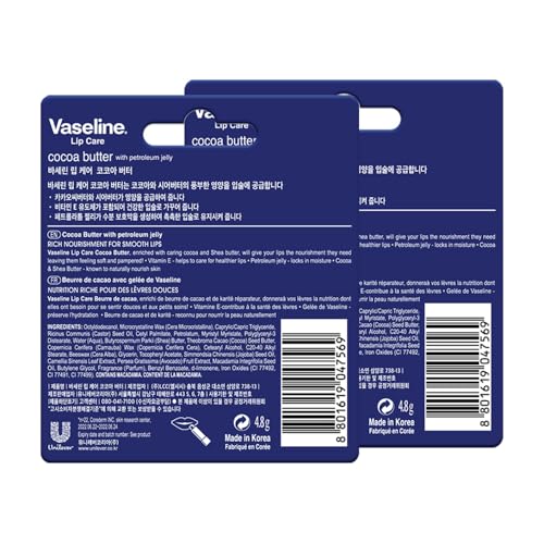 Image of Vaseline Lip Care Cocoa Butter Lip Balm Stick 4.8g (Pack of 2)