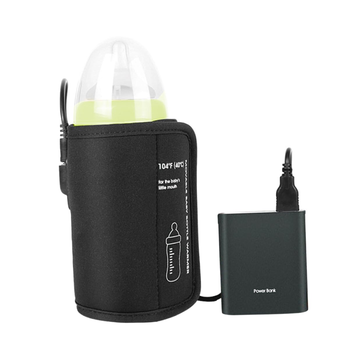 VICASKY 2pièces -biberon Usb Pour Accessoire De Voyage Pratique Pour Lait Et Boissons Chaudes Compatible Biberons Noir