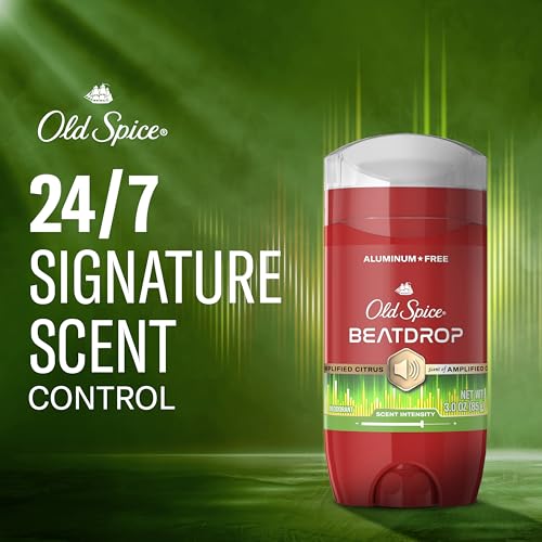 Image of Old Spice Aluminum Free Deodorant for Men, 24 /7 Odor Protection, 24 /7 Signature Scent & Lasting Freshness, Goes on Clean, Beatdrop with Green Bergamot, Fir Needle, & Amber Wood Scent, 3.0 oz