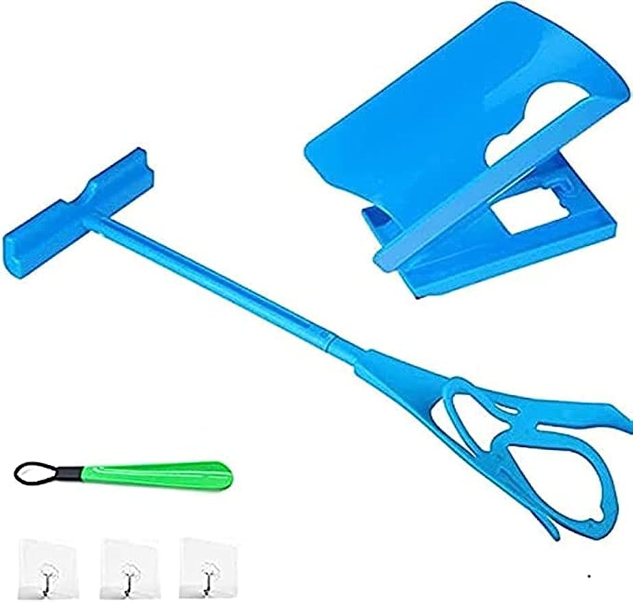 GALGAN Sock Aid Kit, Stocking Socks Helper Easy On Easy Off Sock Plastic Slider Dressing Aid No Bending, Straining System Pain Free Elderly Pregnant Assist with 1 Plastic Shoe Horn, 3 Wall Hooks