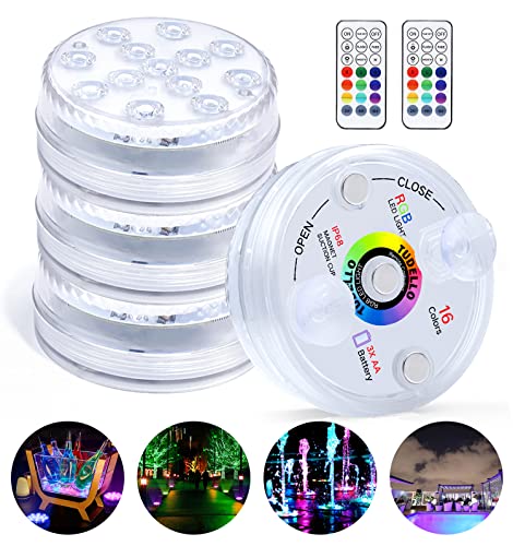 Tudello Pool Lights, Submersible Led Lights With Magnet And Suction Cups, Rf Remote Pool Lights, Ip68 Waterproof, Underwater Timing With Pool Light, 3.35 Inch (4 Pack) #TOP1