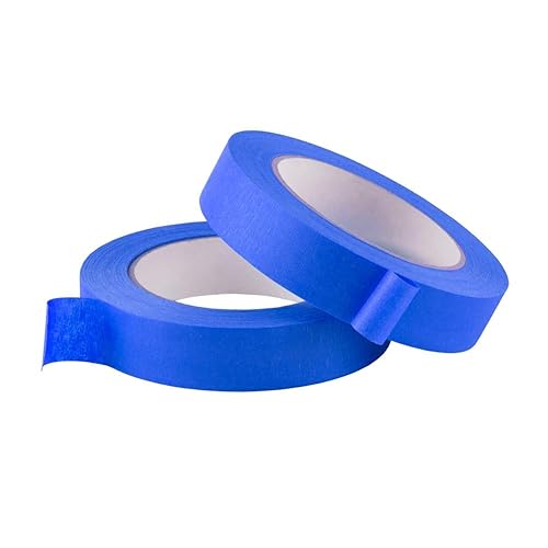 Lichamp Paquete de 2 cintas azules para pintores de 1 pulgada, cinta adhesiva azul de 1 pulgada x 55 yardas x 2 rollos (110 yardas en total)