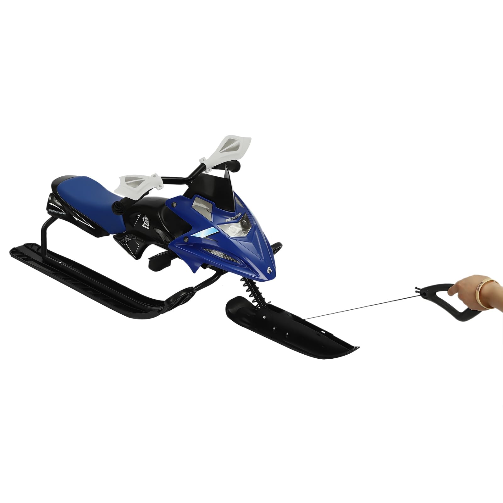 Bob directionnel, luge directionnelle pour enfants à partir de 3 ans jusqu'à 80 kg, luge de ski, luge pour enfants, luge à neige avec volant & siège réglable & direction & frein & corde de