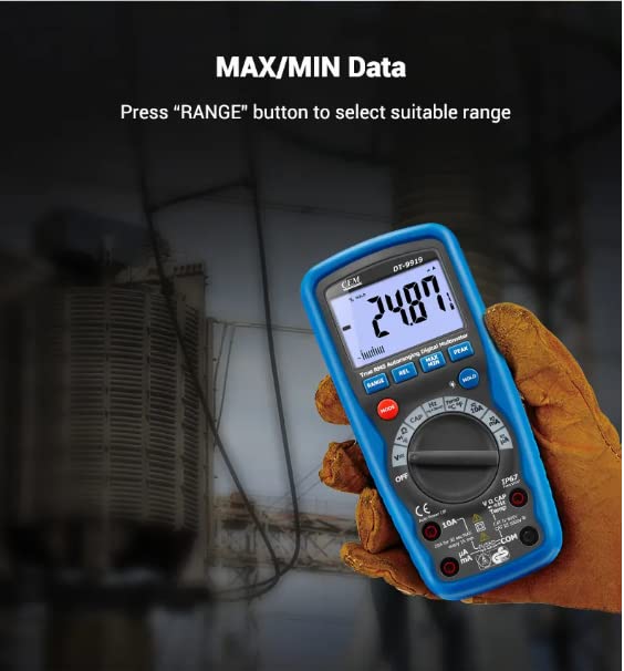 Labeled diagram of the DT-9919 Digital Multimeter components