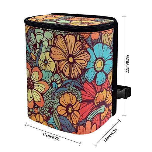 Image of DISNIMO Abstract Groovy Flower Car Trash Can Bin with Lid Large Car Garbage Can Leakproof Mini Car Accessories Trash Bin Car Dustbin Organizer Container for Car Office Home