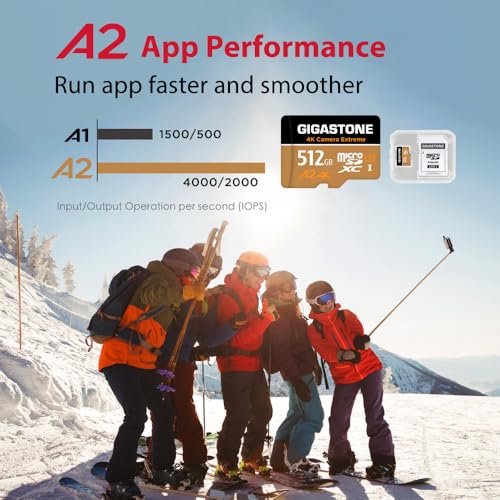 Image of [Gigastone] 512GB Micro SD Card, 4K Camera Extreme, MicroSDXC Memory Card for Nintendo-Switch, Security Camera, DJI, Drone, UHD Video, R /W up to 100 /60MB /s, UHS-I U3 A2 V30 C10
