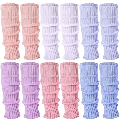 Image of Sintege 6 Pairs Kawaii Leg Warmers Japanese Style Knitted Loose Socks Leg Warmers for Girls Women Lolita Costume School