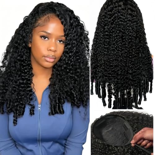 Burmese Curly Half Wig Human Hair 20 Inch Glueless for Black Women 1B