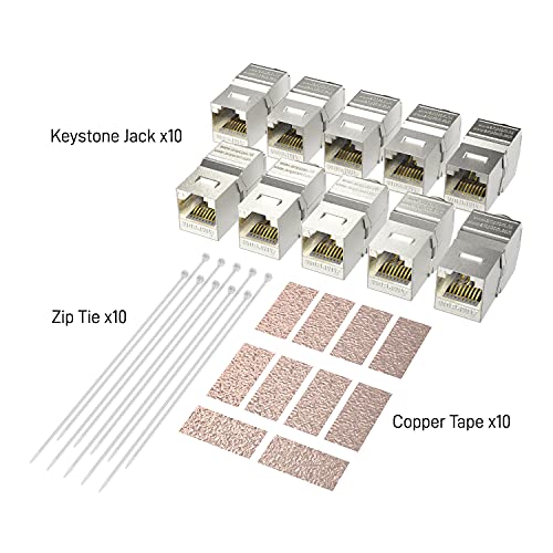 10 piezas conector Keystone RJ45 CAT 7 blindado STP miniatura 6