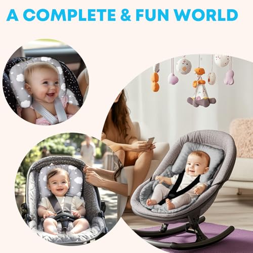 Image of Infant Carseat Insert 2-in-1 Reversible Cushion Carseat for Newborn, Breathable Minky Baby Car Seat Cushion for Carseats, Stroller, Swing, Bouncer (Grey)