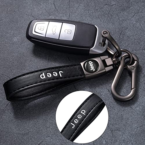Sdshsm Genuine Leather Car Keychain For Wrangler Jeep Jl Grand Cherokee Grand Commander Compass Freeman Key Ring For Men And Woean, Key Fob Car Accessories Family Present #TOP2