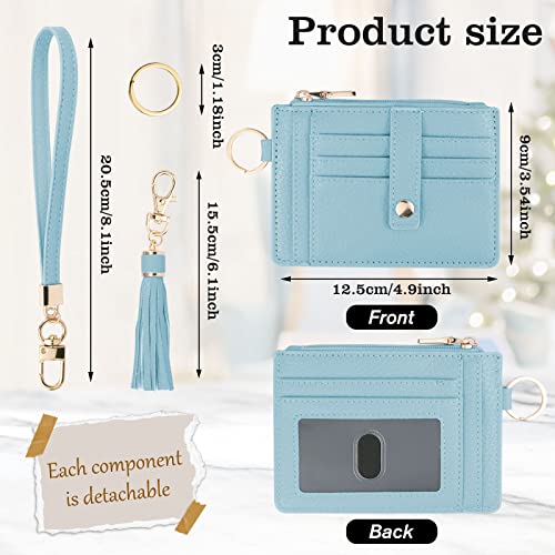 Image of KNGITRYI Small Wristlet Wallets for Women RFID Credit Card Holder Wallet Keychain Wristlet Wallet Credit Card Wallets for Women (Light Blue)