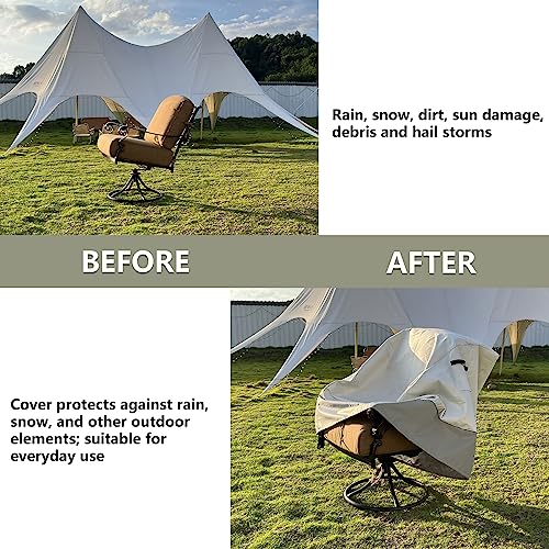 LSongSKY Outdoor Swivel Lounge Chair Cover 2 Pack,100% Waterproof Heavy Duty Outdoor Chair Covers,(33 W x 35 D x 38.5 H inches) Patio Furniture Cover for Swivel Patio Chair,White&Grayish Green by LSongSKY - Image 5